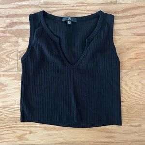 Black Ribbed Crop Tank Top